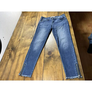 Kancan Mid Rise Ankle Skinny Jeans Womens 7/27 Blue Stretch Ankle Zips